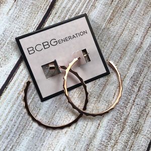 BCBGeneration Rose Gold Scalloped Hoops